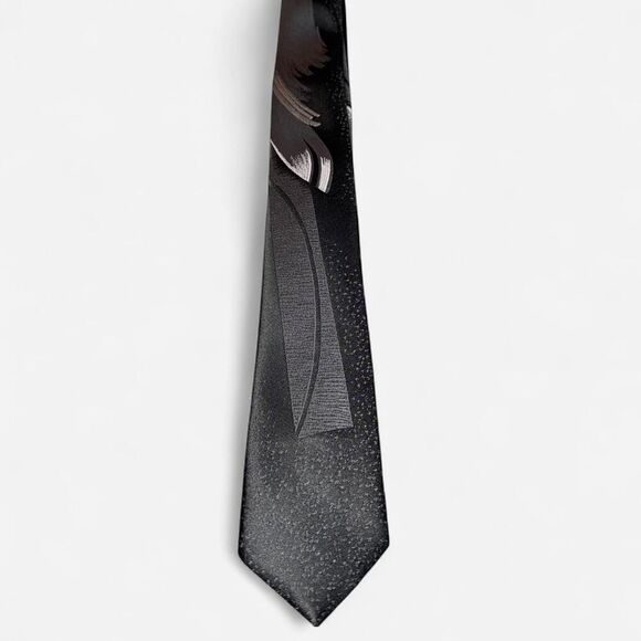 Black Brushed Design 2.5 Inch Skinny Neck Tie - Picture 2 of 6